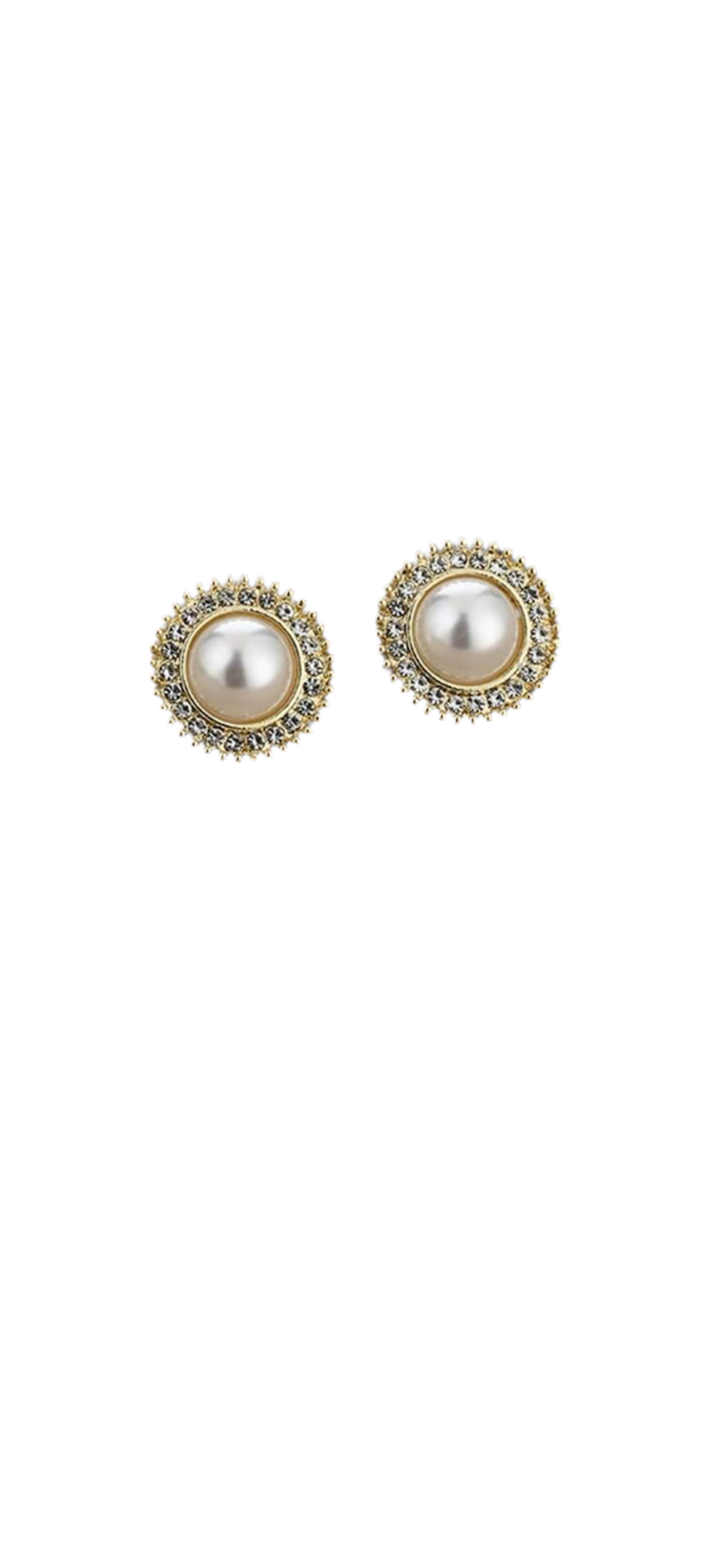 Round faux pearl earrings with gems