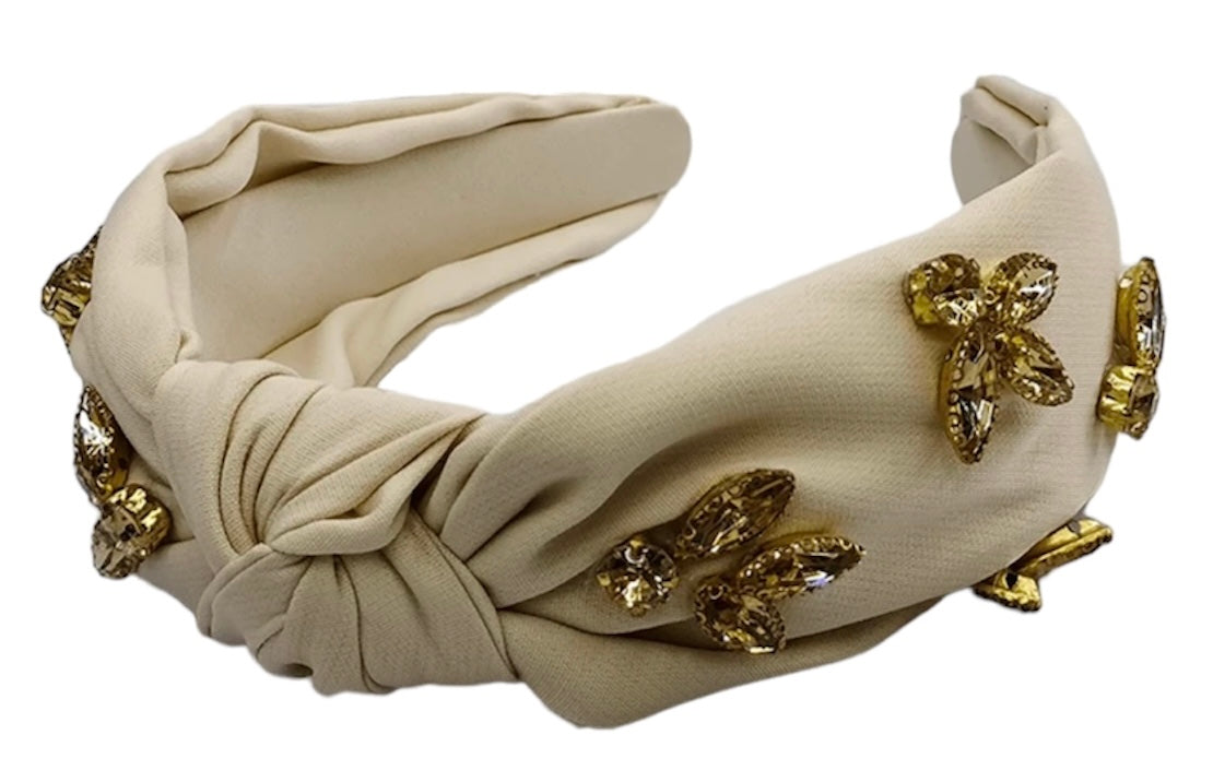 Holiday Shop- Biege Gold Decor Knot Headband