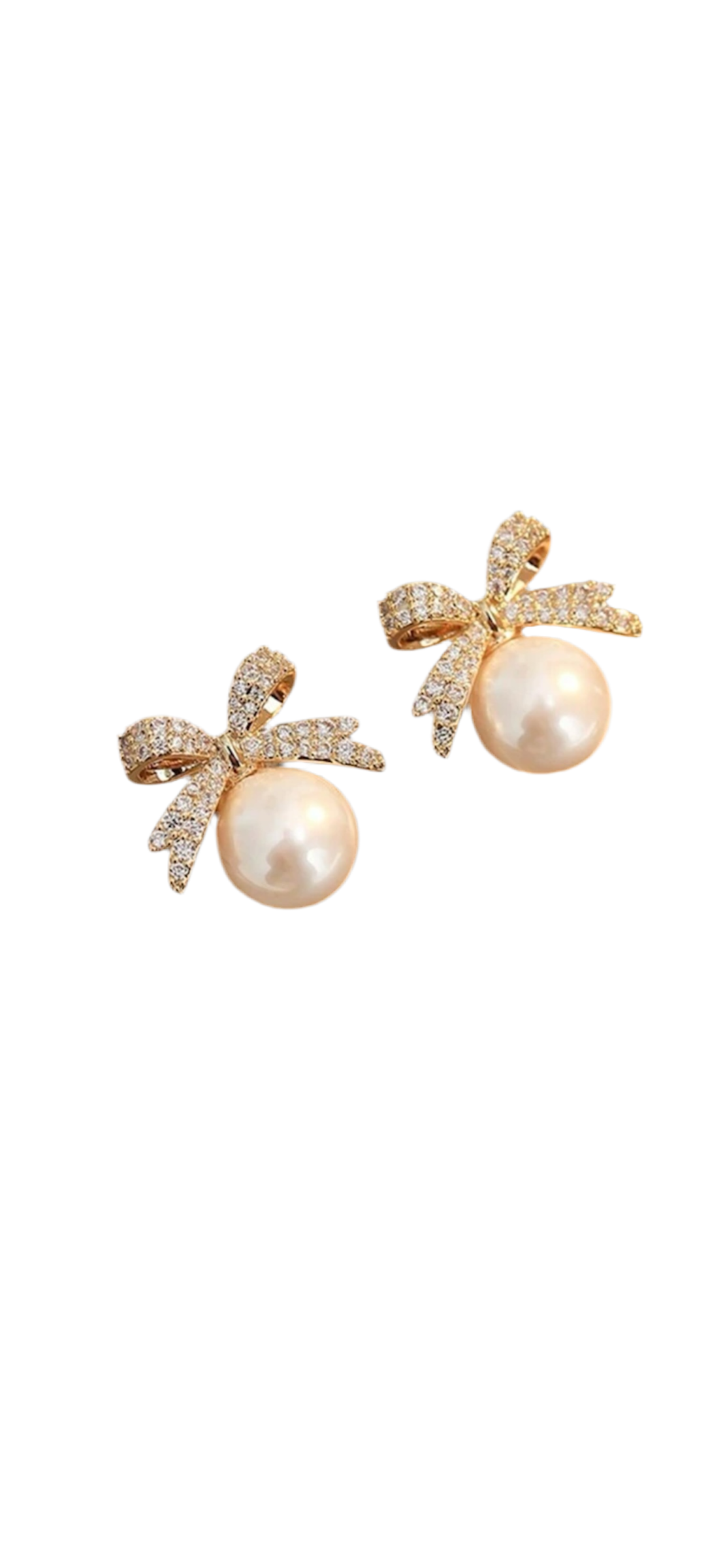 Ribbon and faux pearl earrings