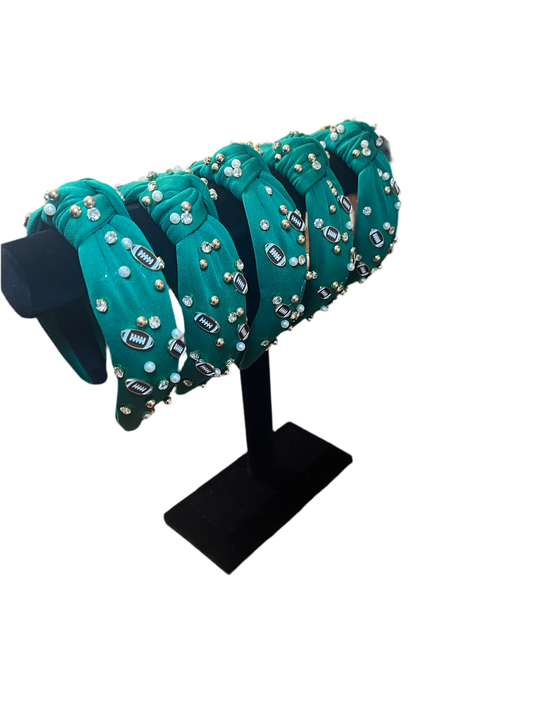 Green Football Charm & Gem Decor