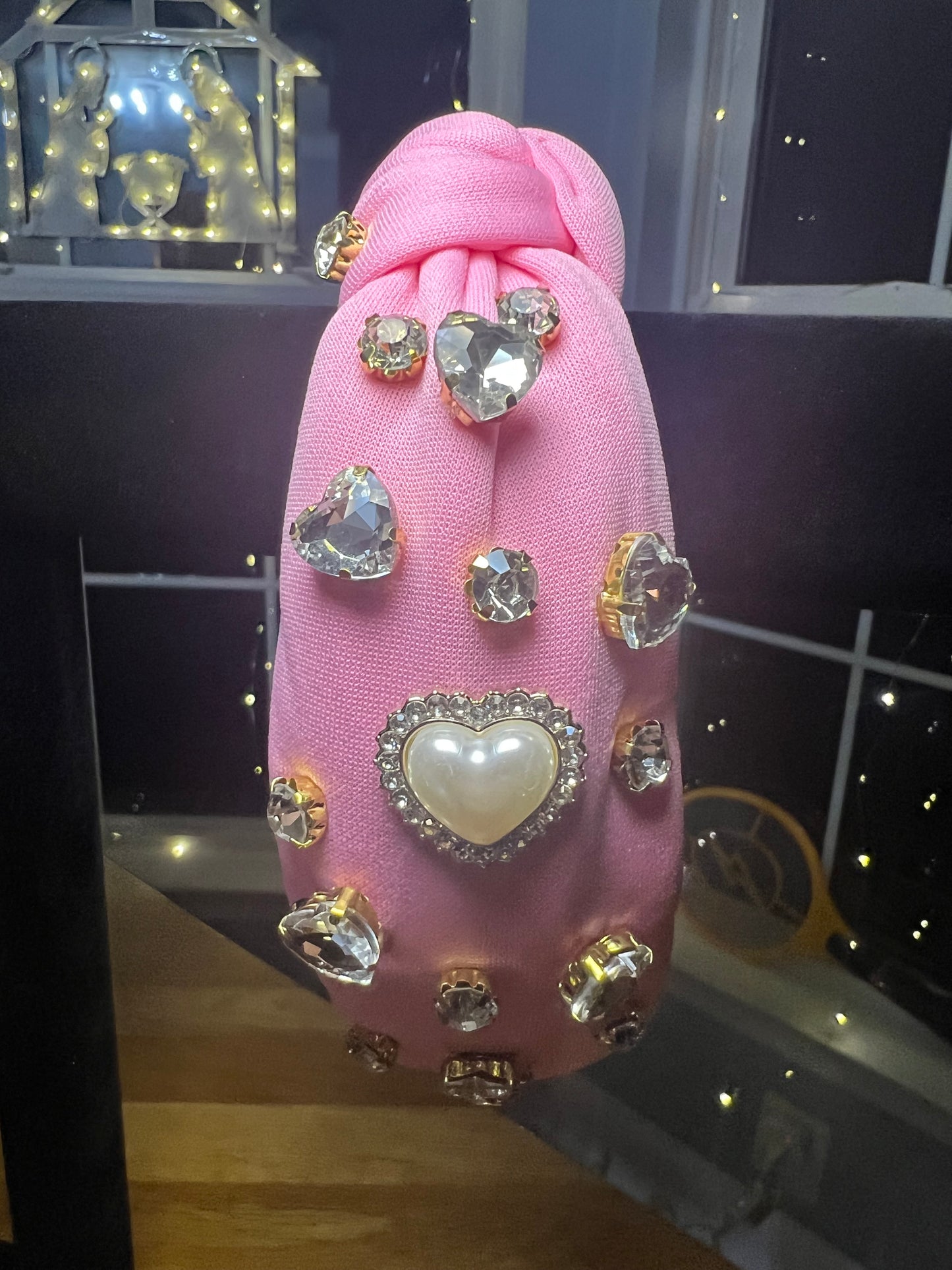 Valentine Collection- Pink faux pearl heart charm decor