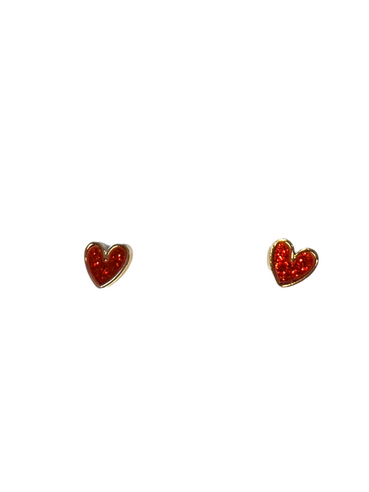 Back 2 School Red Glitter Heart stud earrings