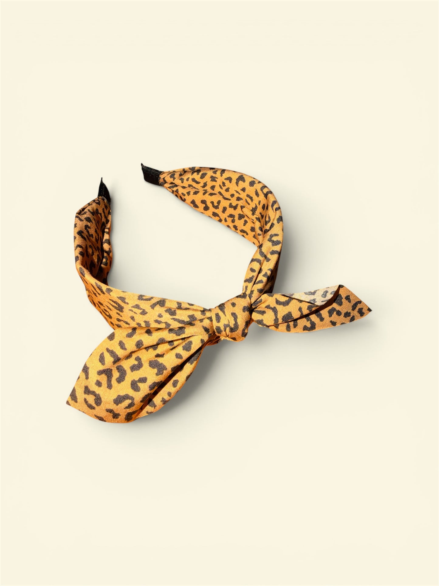 Brown leopard print twist bow