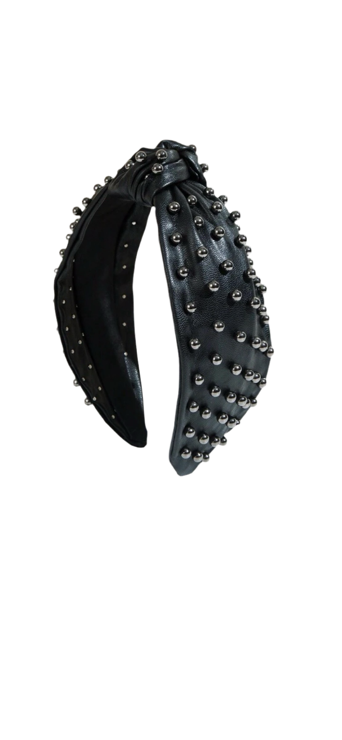Black faux leather with beads
