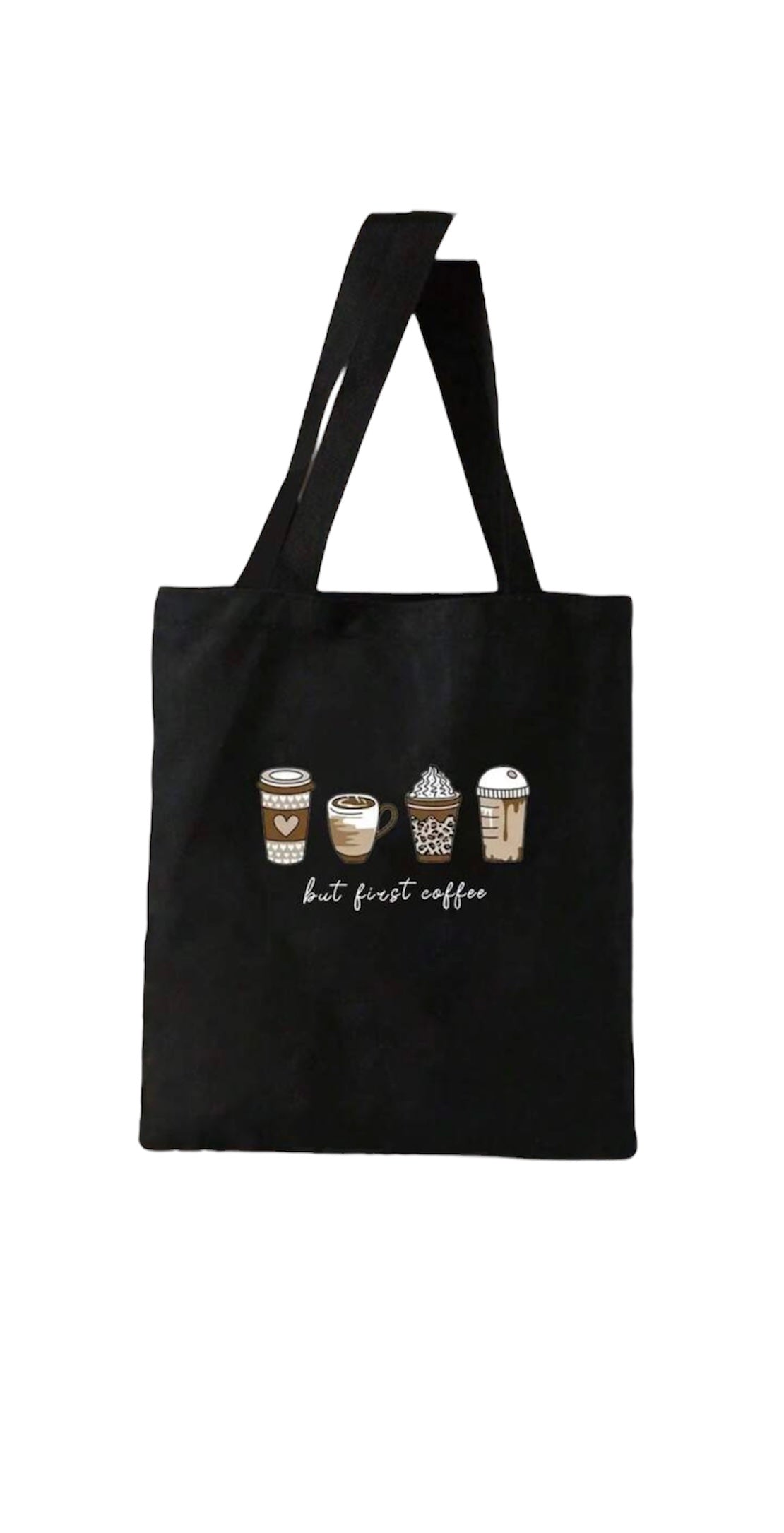 Back 2 School But First Coffee tote bag -black