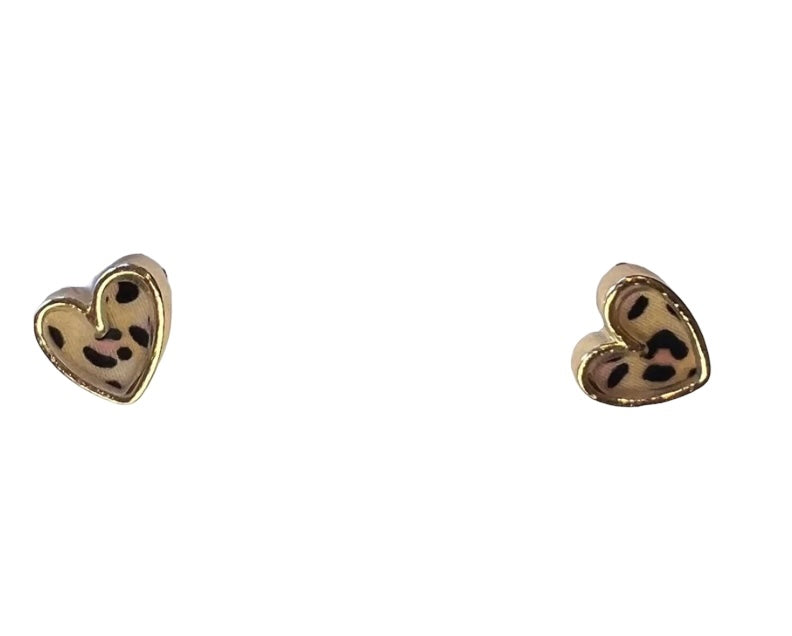 Back 2 School Leopard Heart Stud Earrings