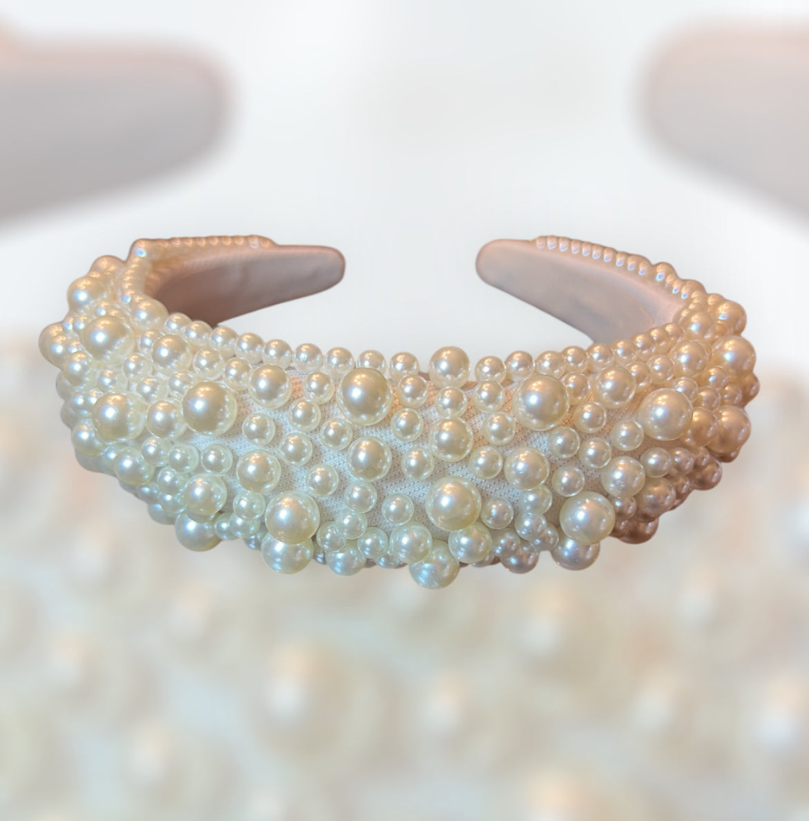 Holiday Shop- White Rhinestones and Faux Pearl Round Headband