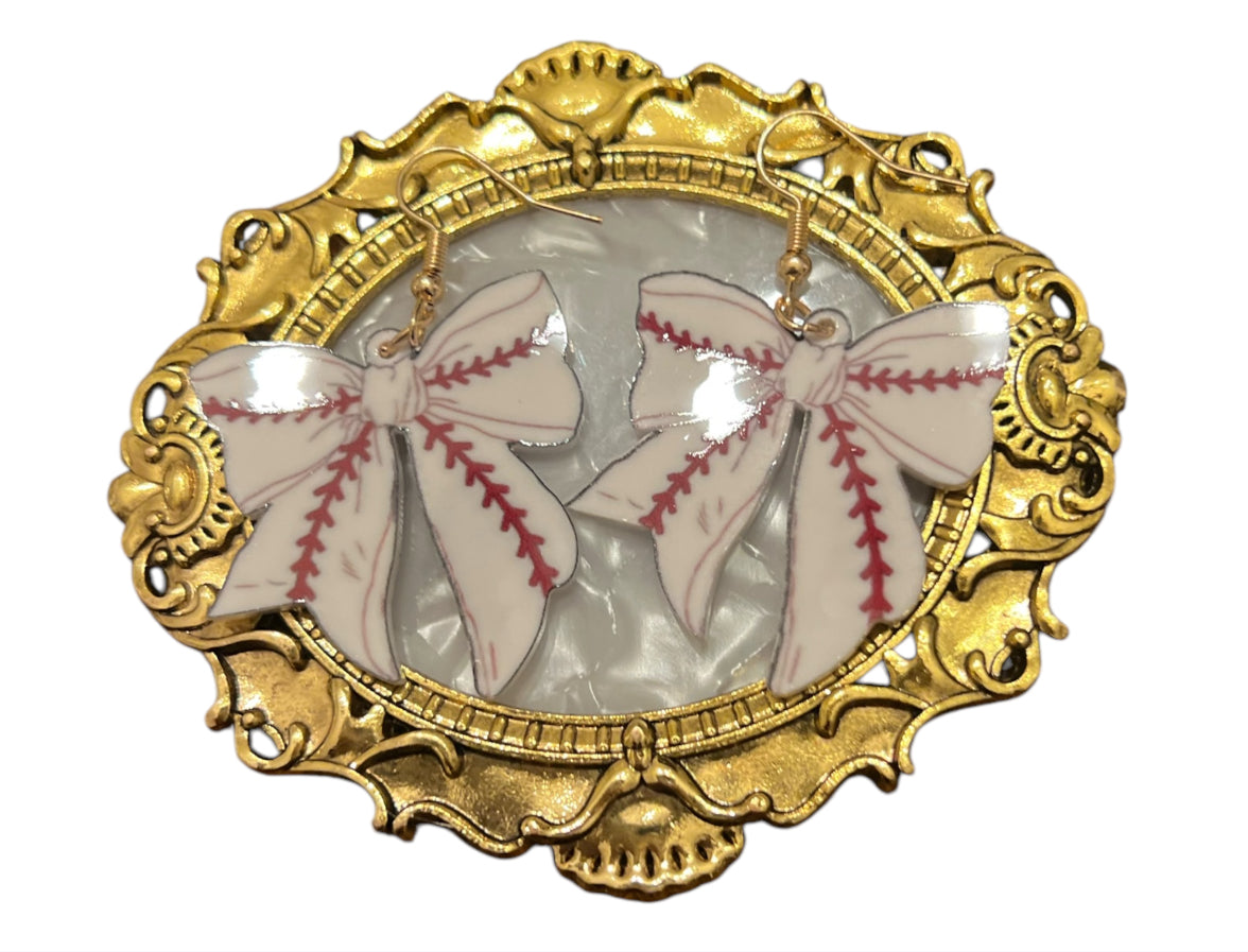 Baseball bow earrings