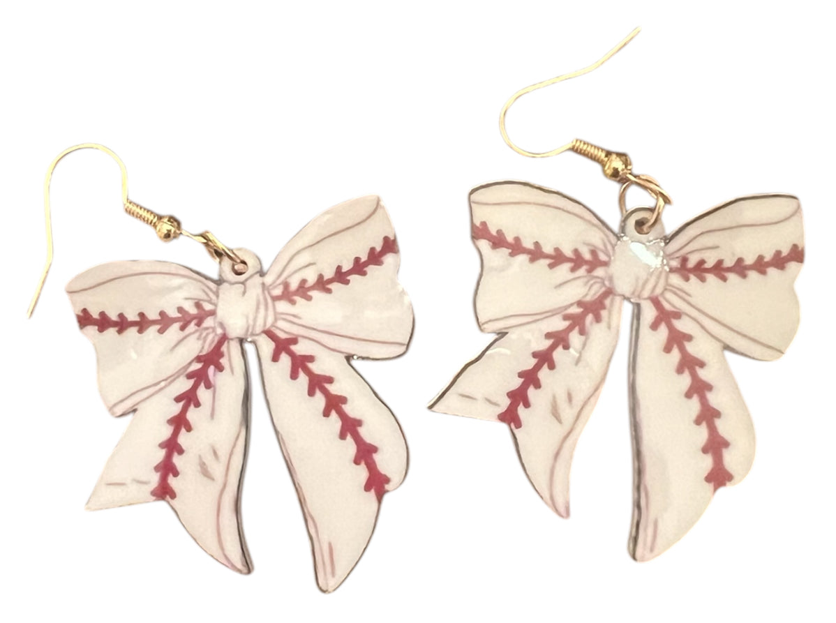 Baseball bow earrings