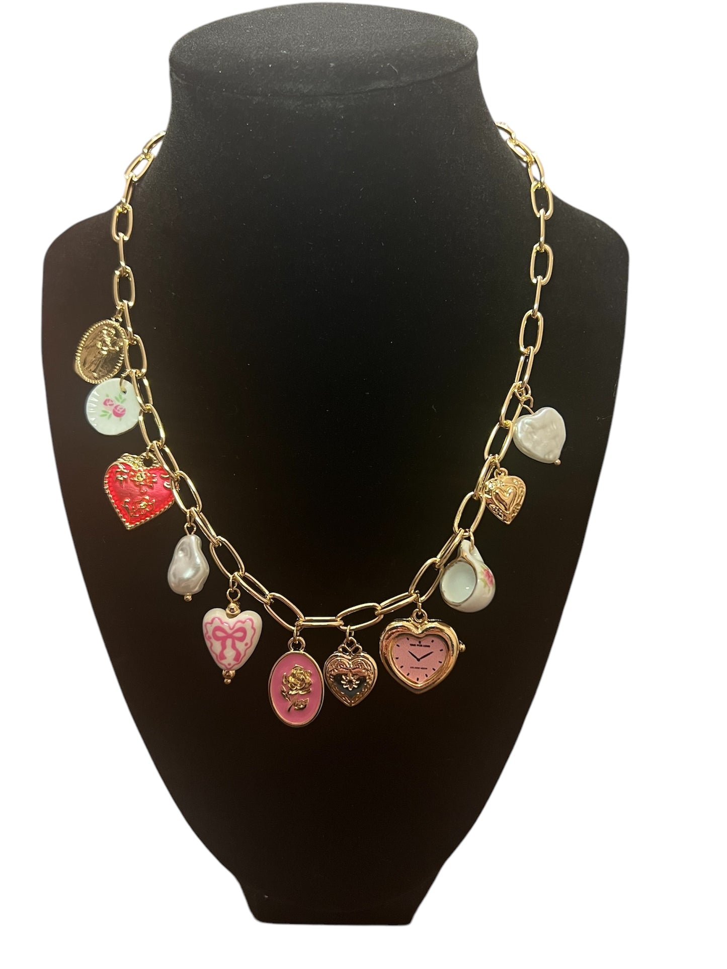 Valentine Collection-Charmed necklace- pink