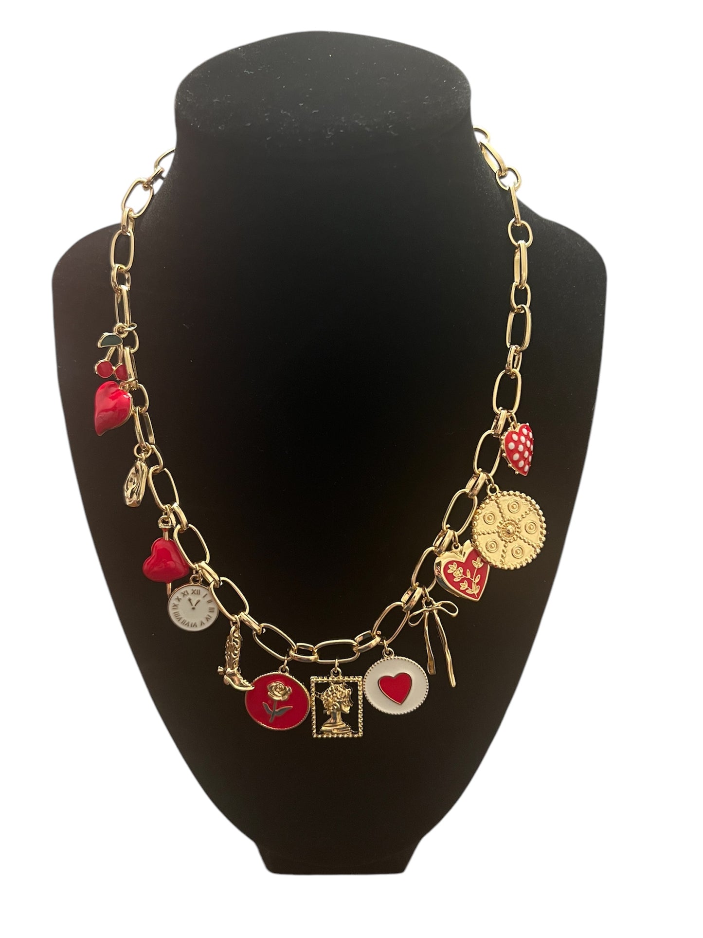 Valentine Collection-Charmed necklace- red