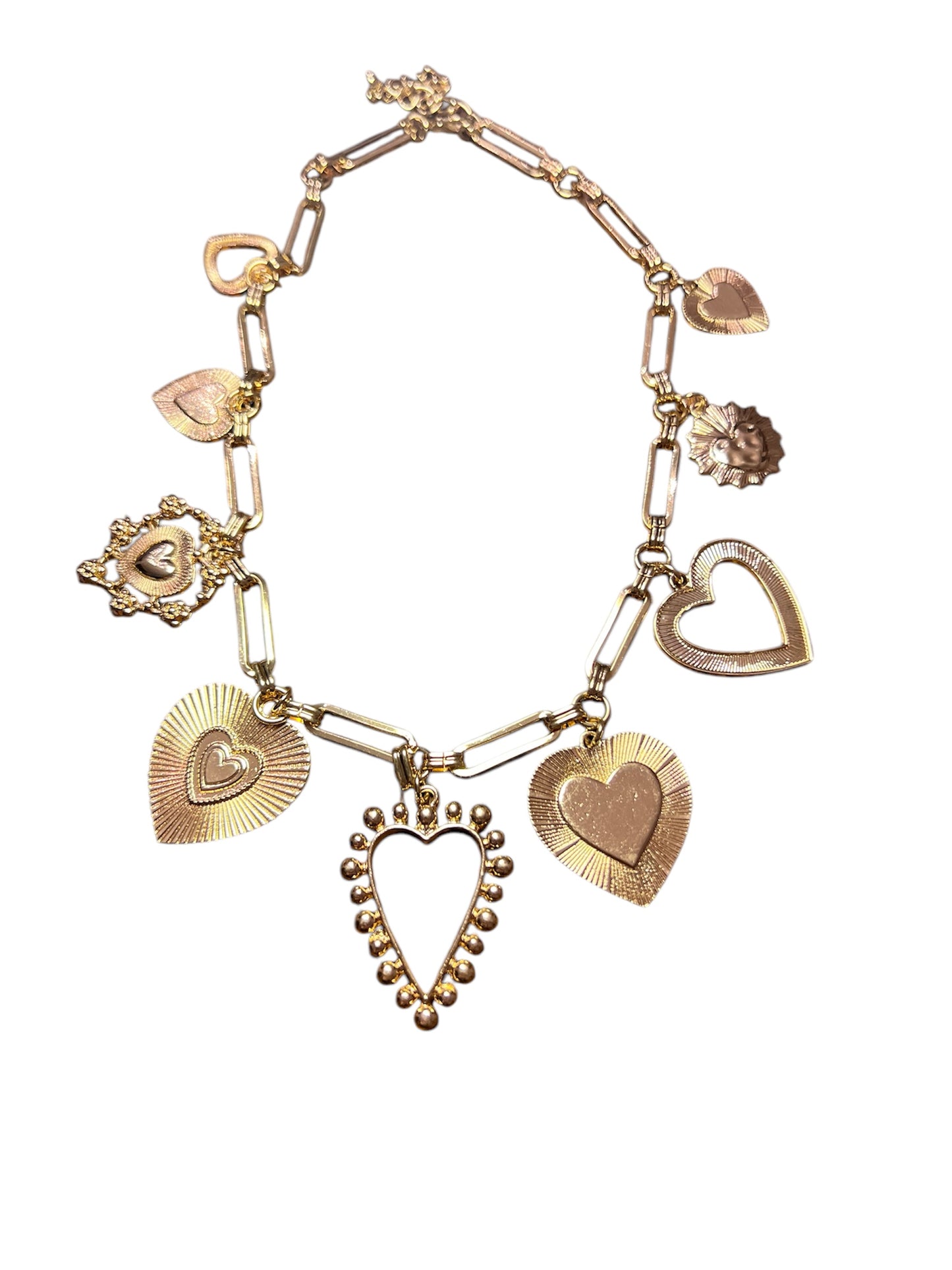 Valentine Collection- Charmed necklace -gold hearts