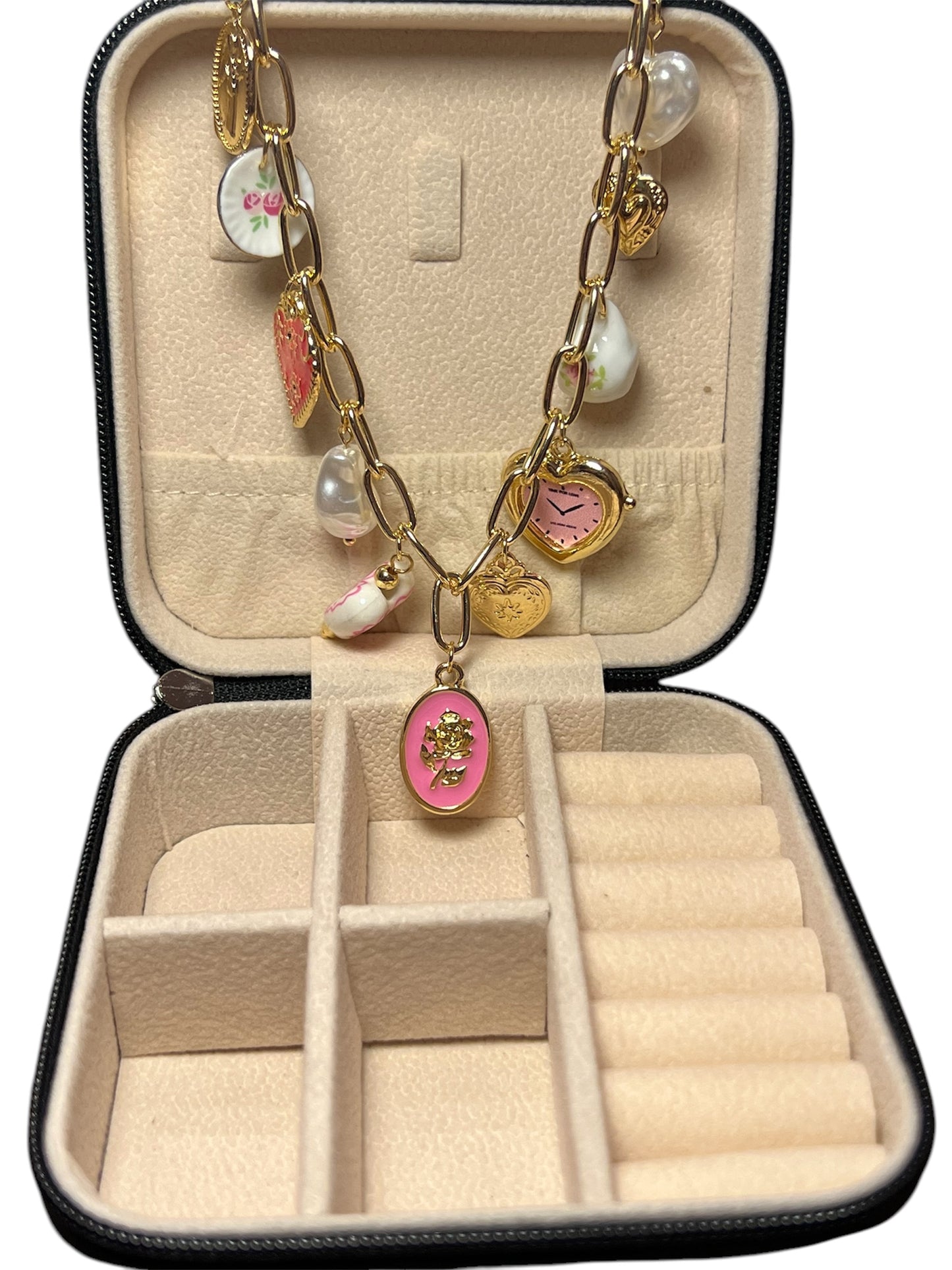 Valentine Collection-Charmed necklace- pink