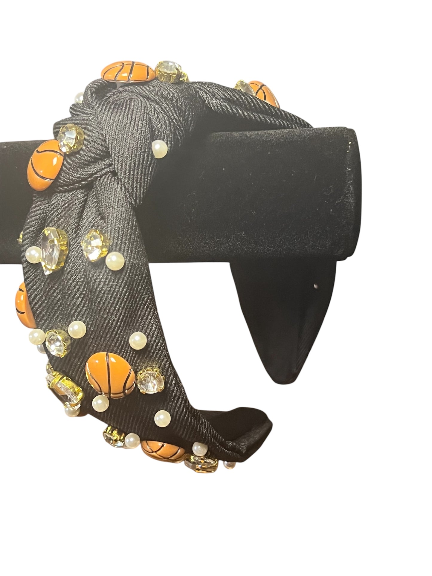 Basket ball headband with faux pearl and gems