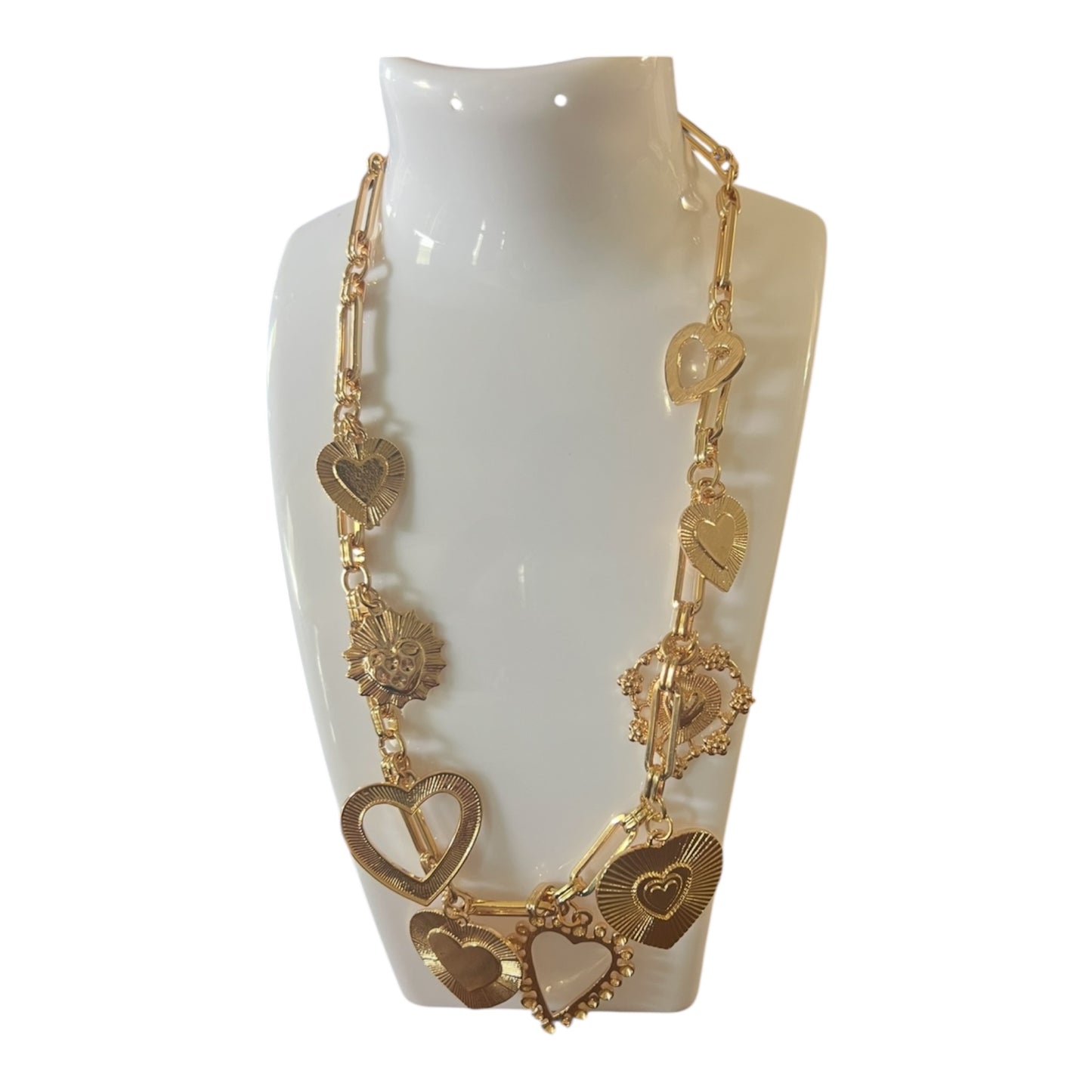 Valentine Collection- Charmed necklace -gold hearts