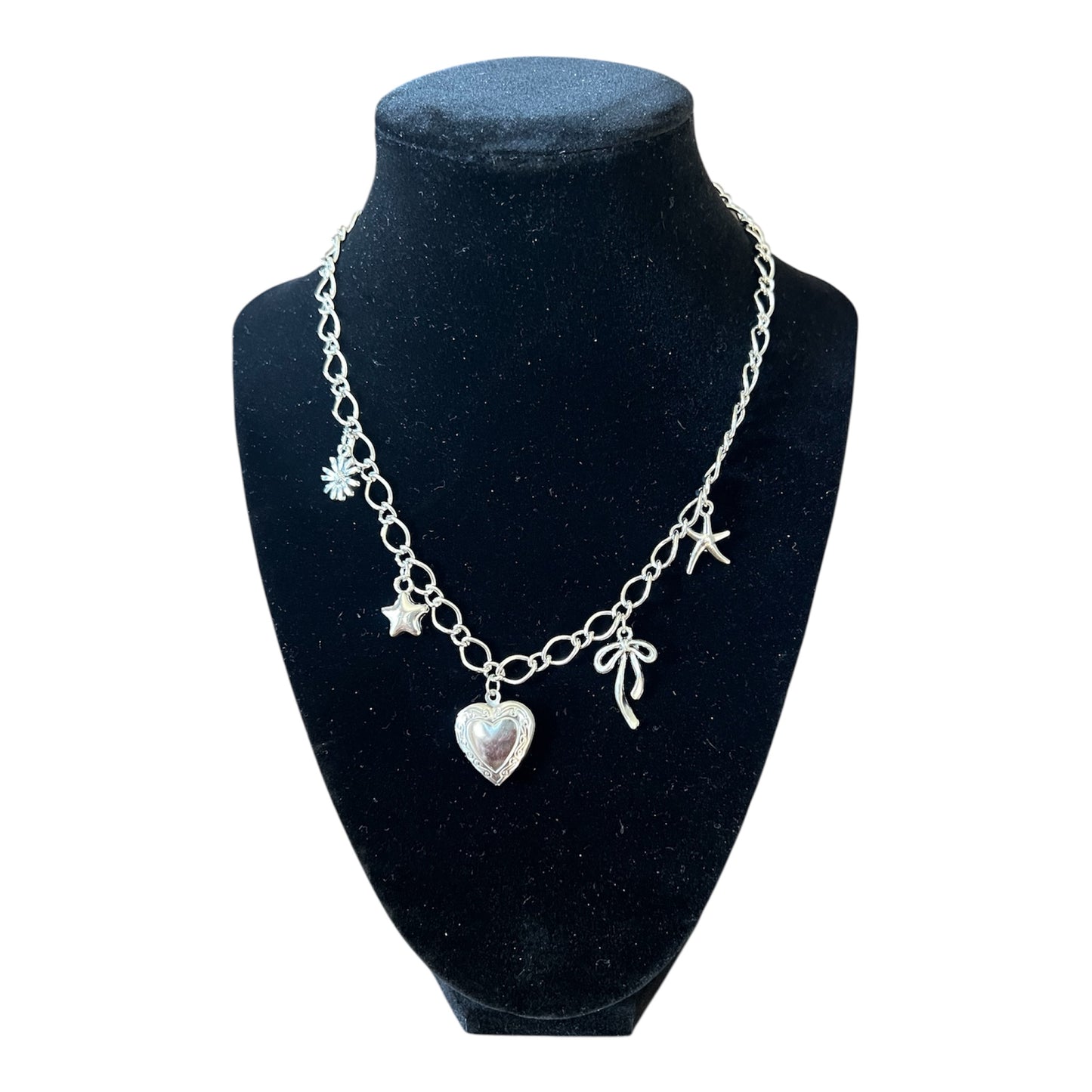 Heart locket charm necklace