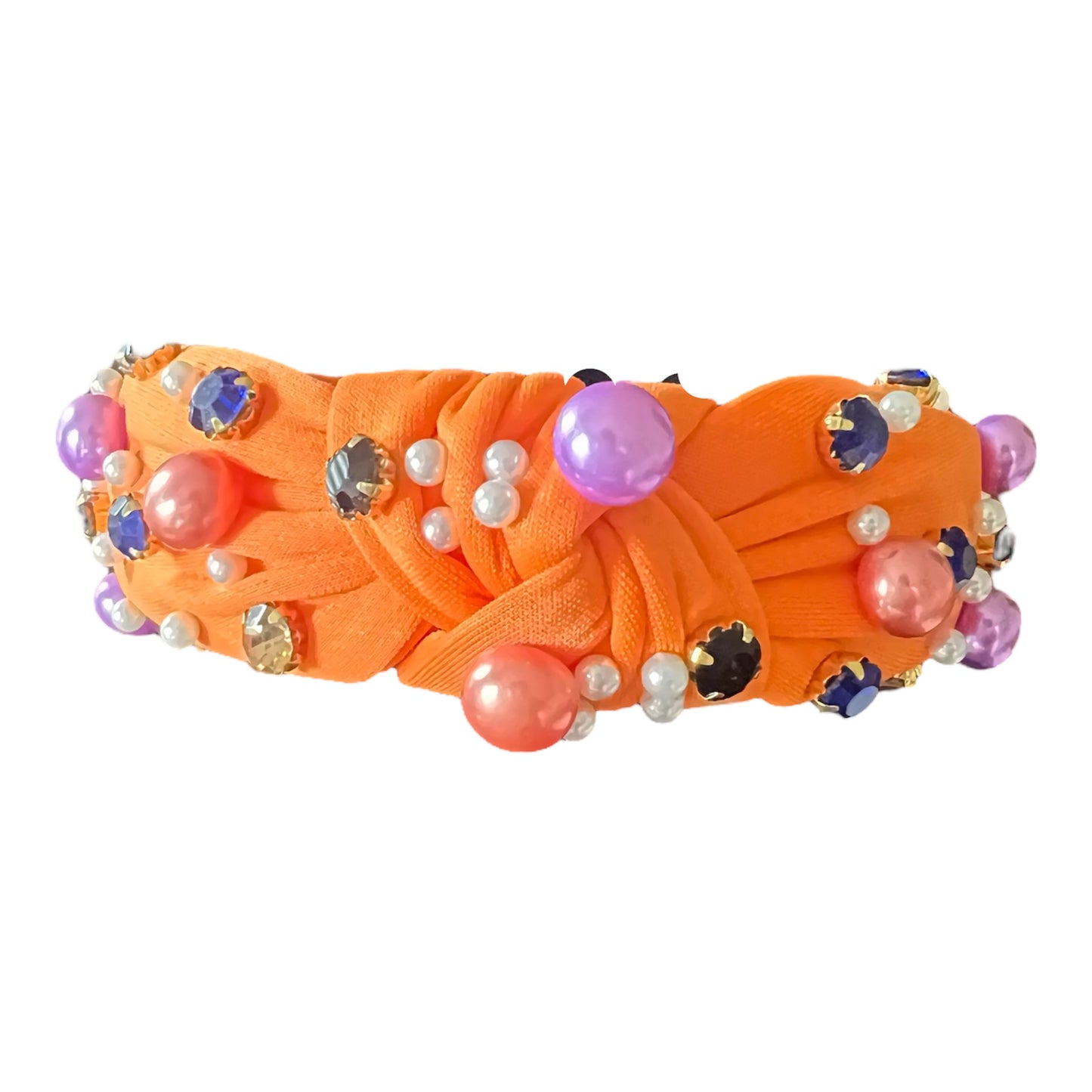 Orange beaded knotted headband