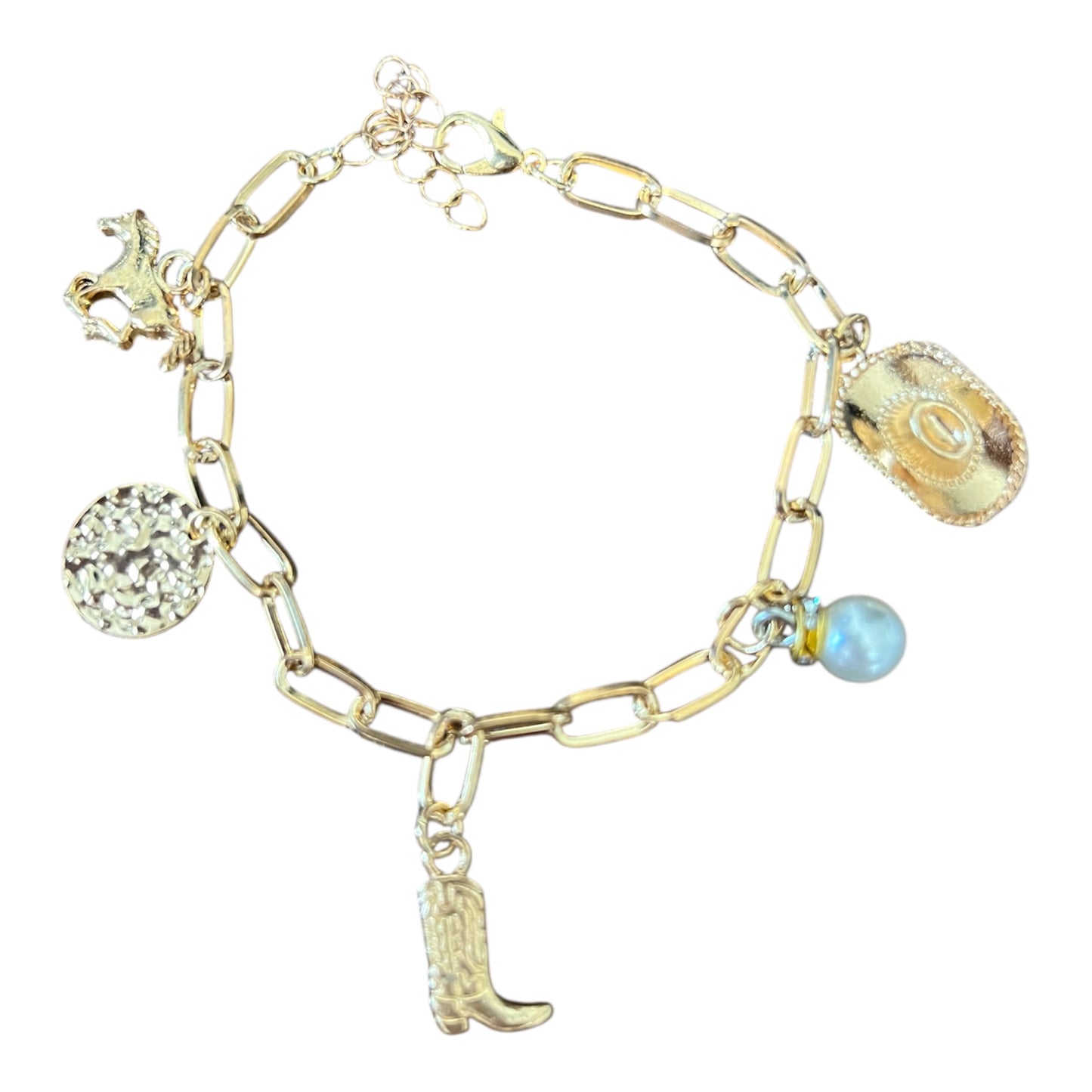 Cowgirl charm bracelet adjustable