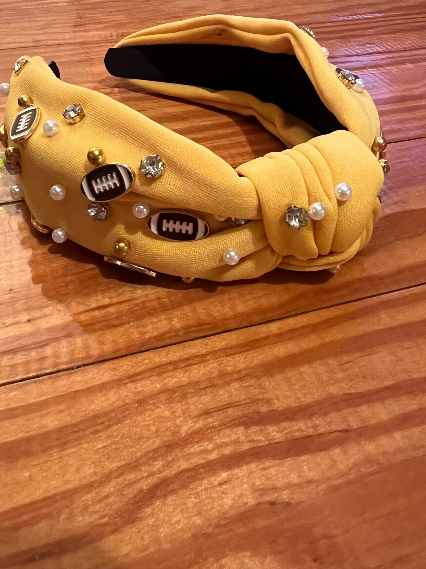 Yellow football charm headband