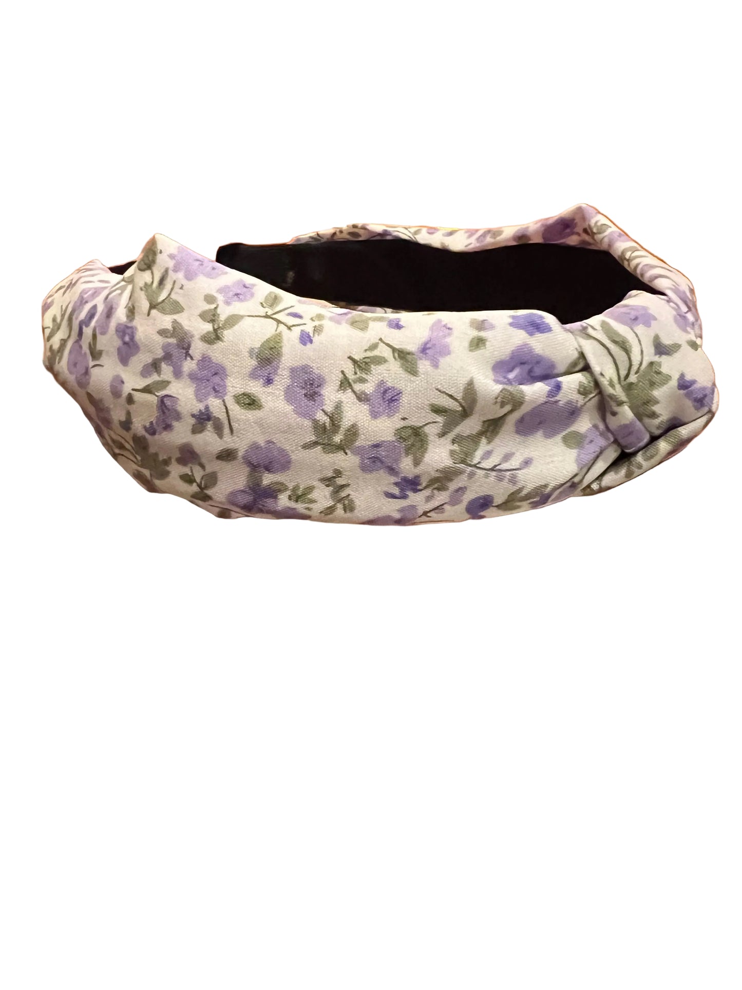 White and purple floral print headband