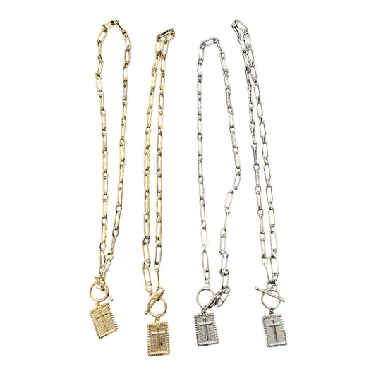 Cross charm necklace -gold
