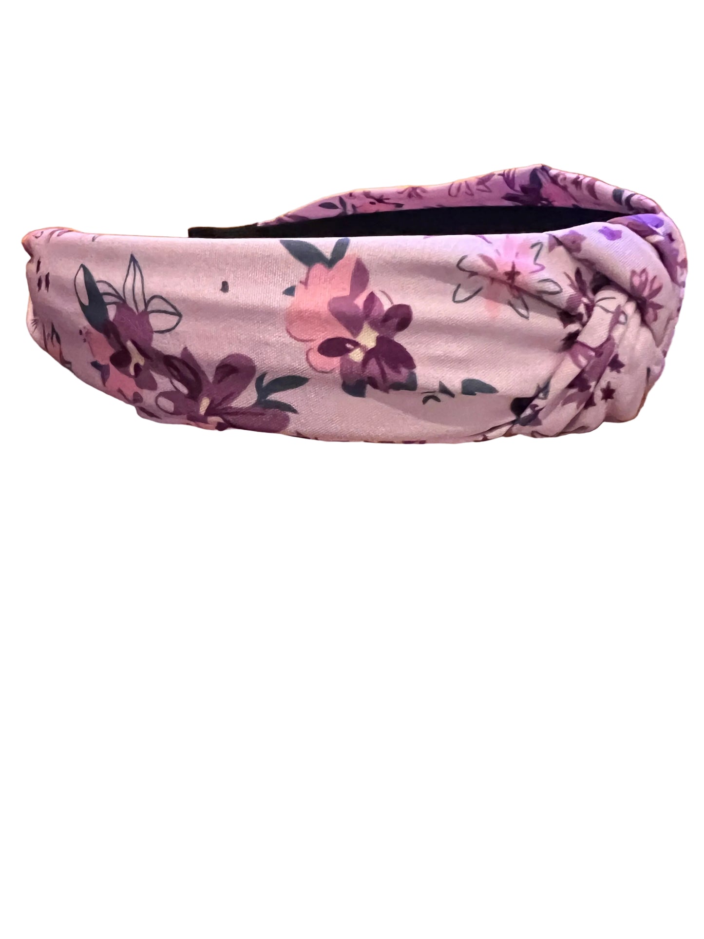 Purple and pink floral print headband