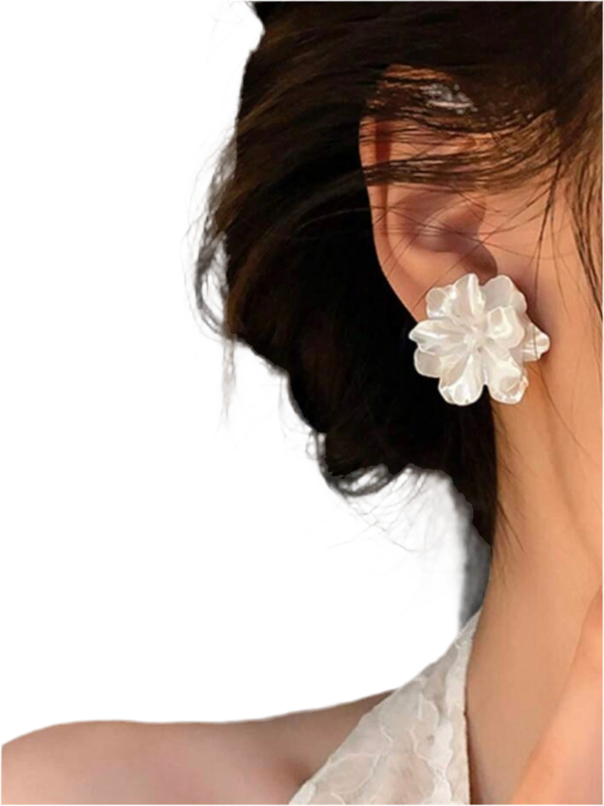 Earrings- White Flower Stud Earrings