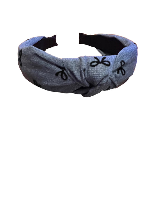 Denim bow pattern headband