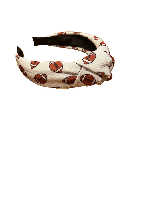 White football print headband