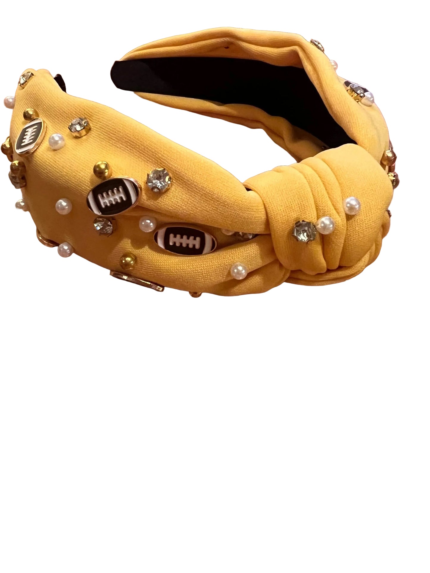 Yellow football charm headband