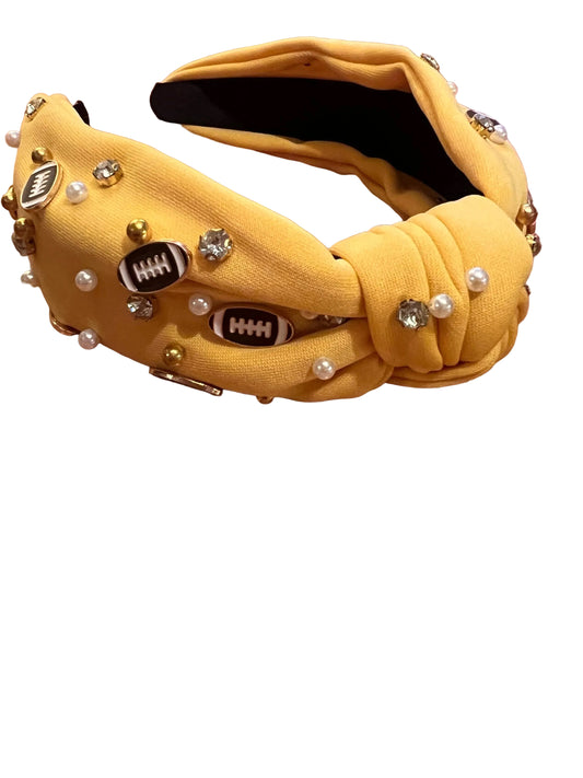 Yellow football charm headband