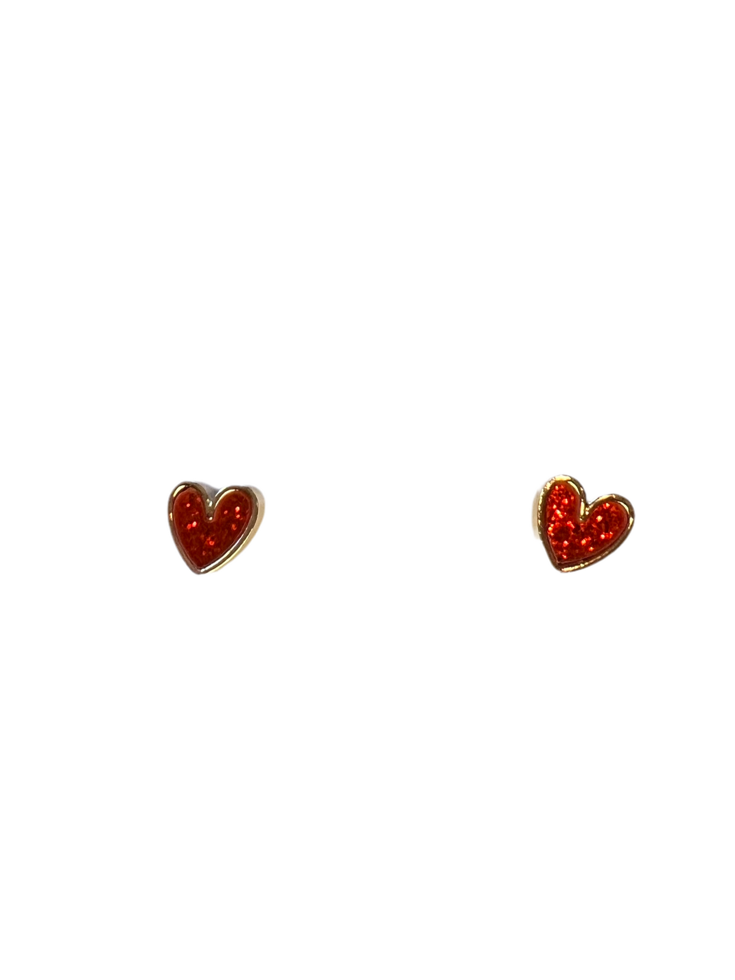 Red Glitter Heart stud earrings