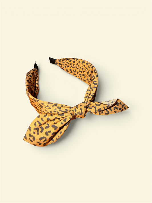 Brown leopard print twist bow