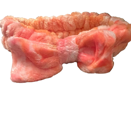 Orange and pink soft spa headband