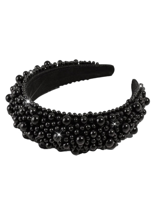 Holiday Shop- Black Faux Pearl Round Headband