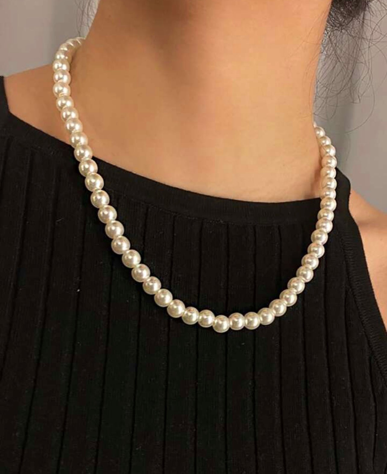 White Faux Pearl Necklace