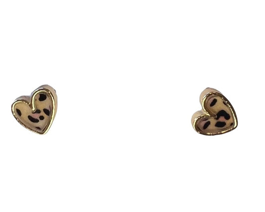 Leopard Heart Stud Earrings