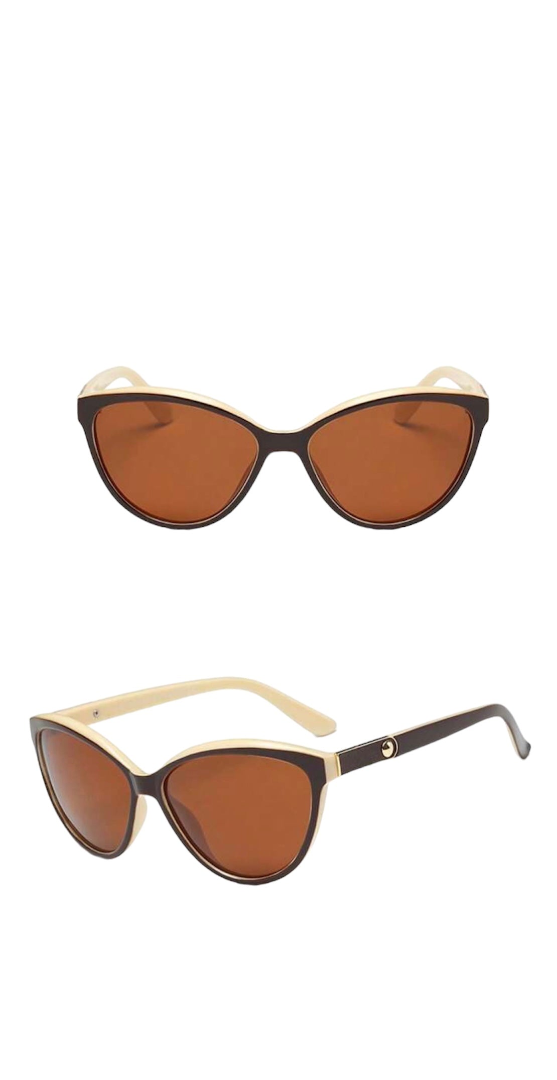 Brown Polarized Round cat eyed sunglasses