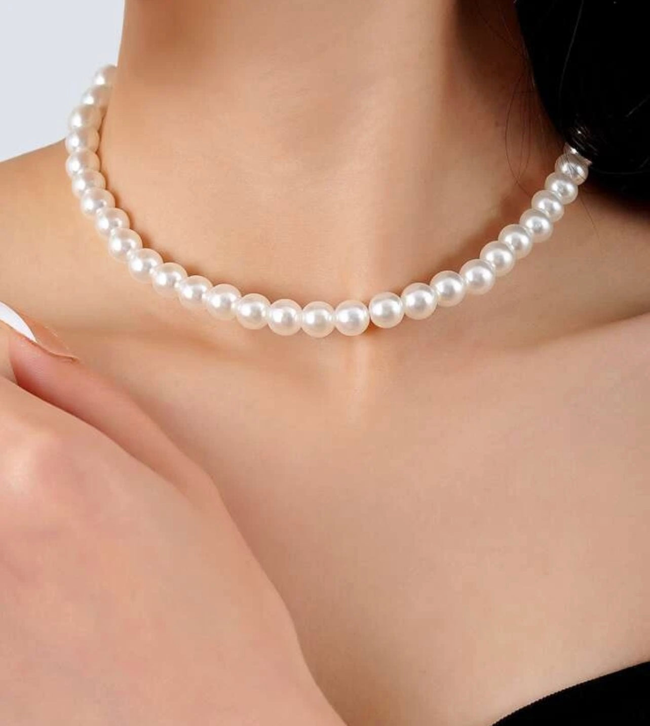 White Faux Pearl Necklace