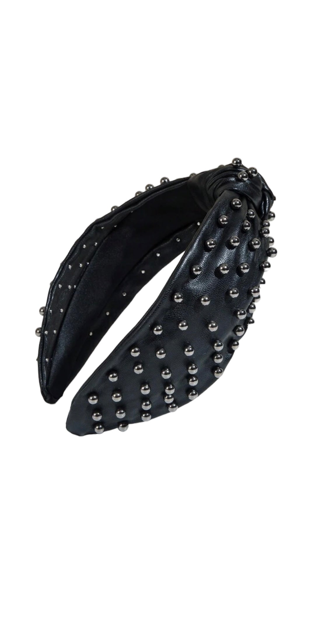 Black faux leather with beads