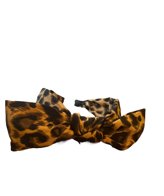 Brown Leopard bow wide headband