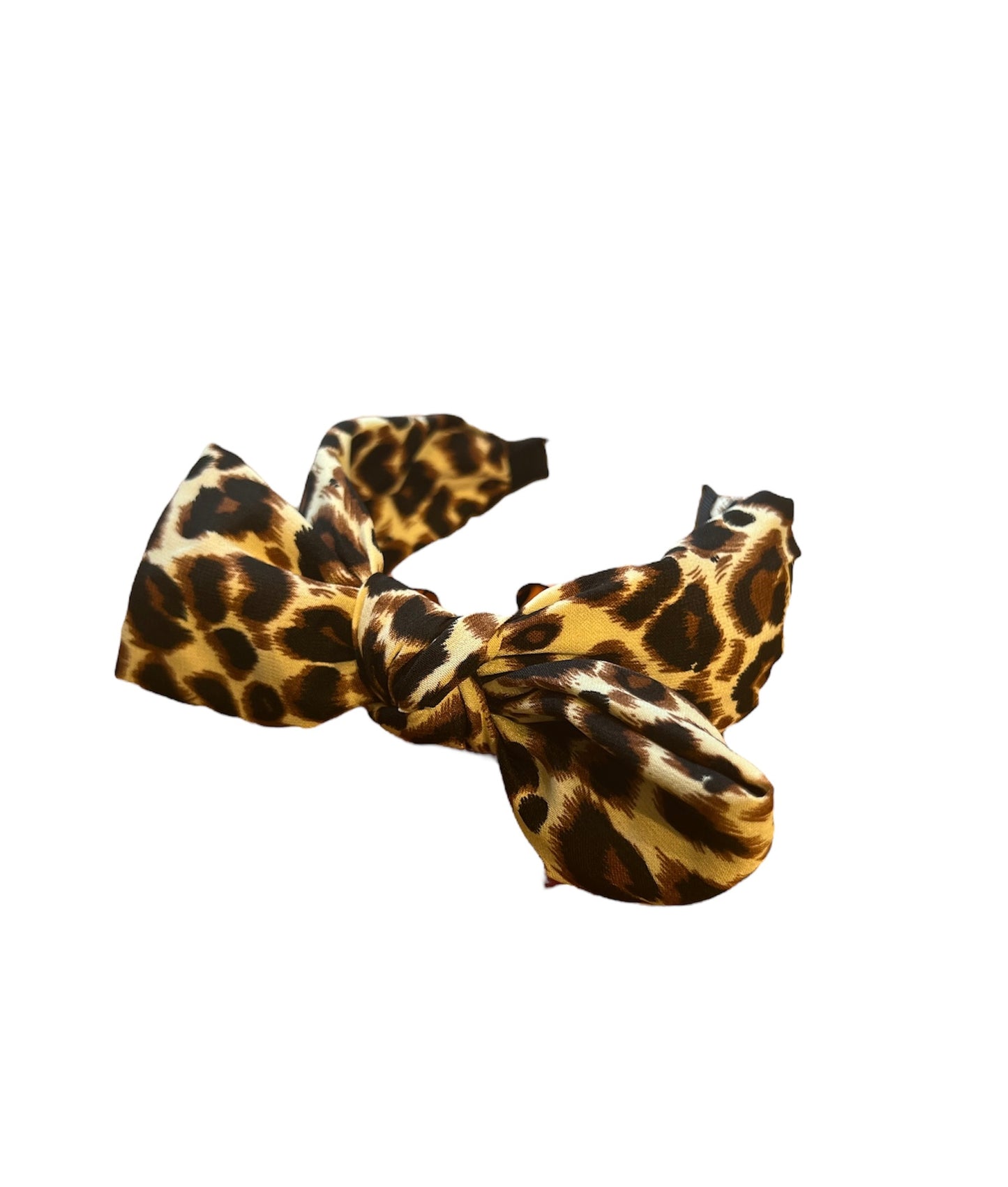 Tan Leopard Bow wide headband