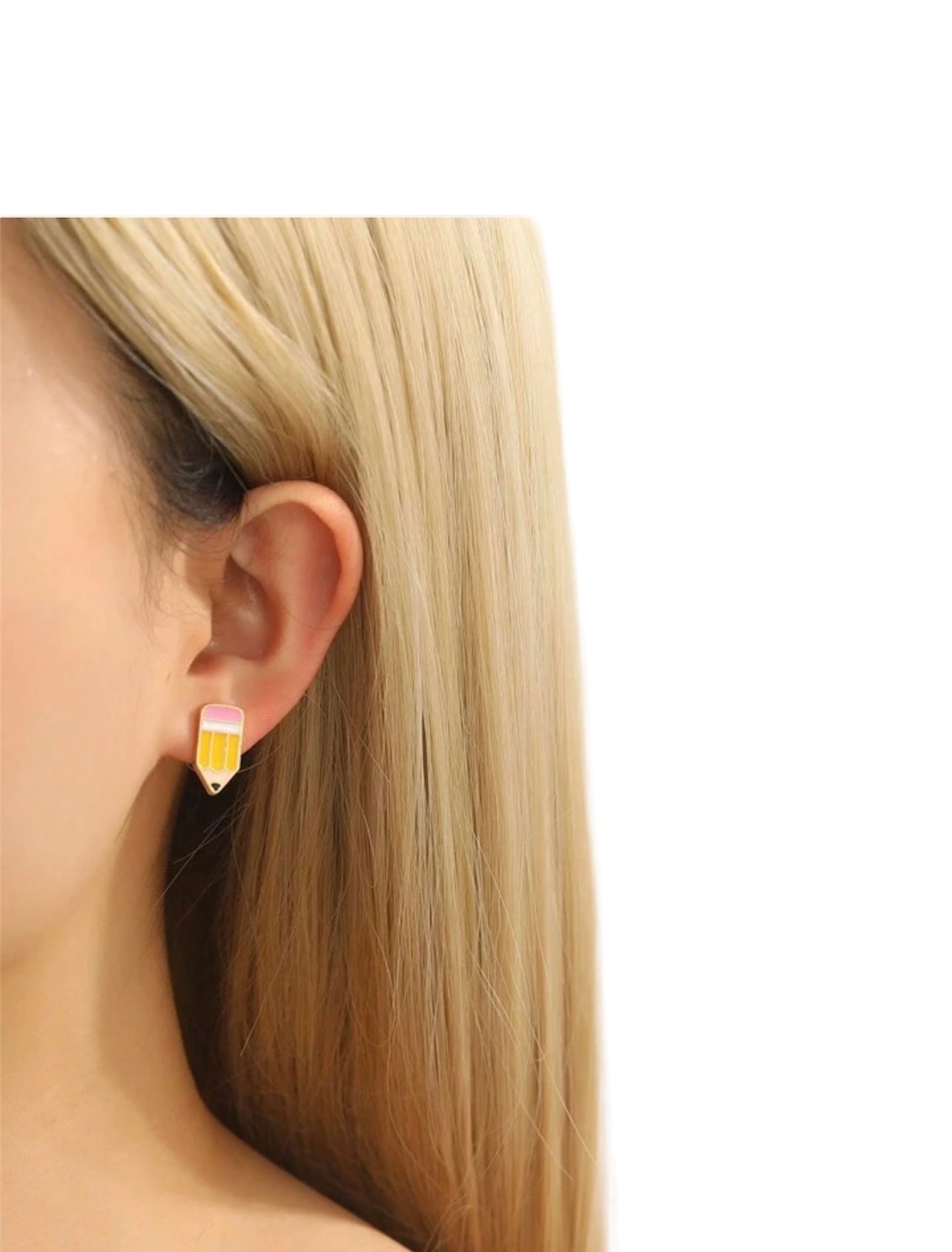 Pencil Stud Earrings yellow