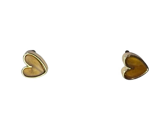 Brown heart stud earrings