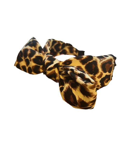 Tan Leopard Bow wide headband