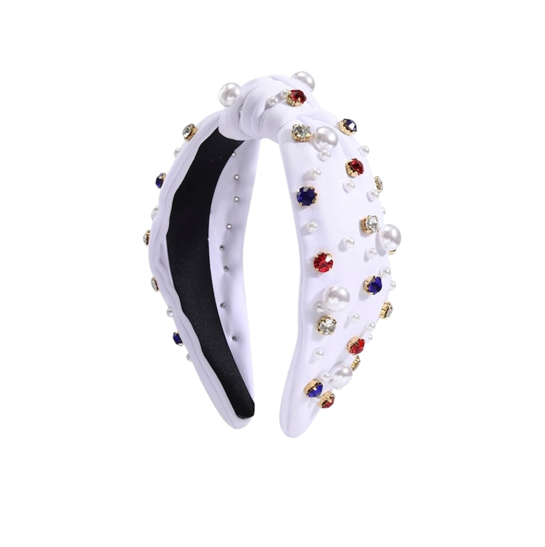 White Faux rhinestone and multi colored gems