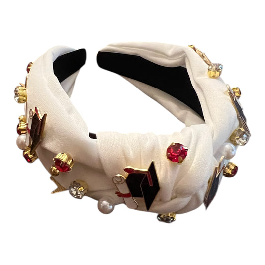 White graduation knot headband