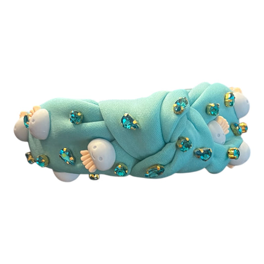Teal jellyfish charm knotted headband