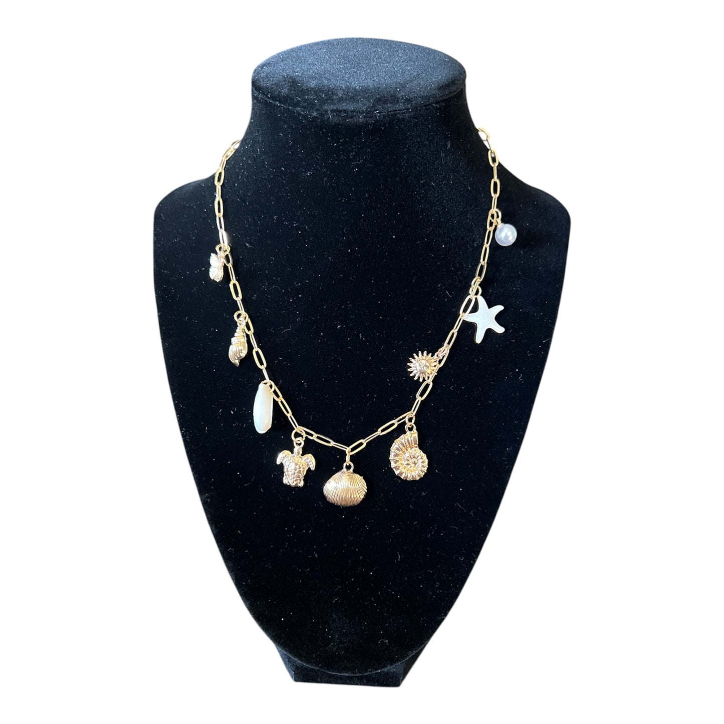 Shell turtle charm necklace
