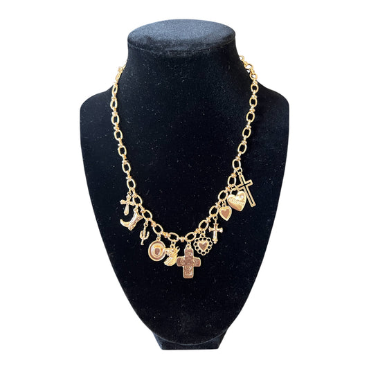 Cross cowgirl charm necklace